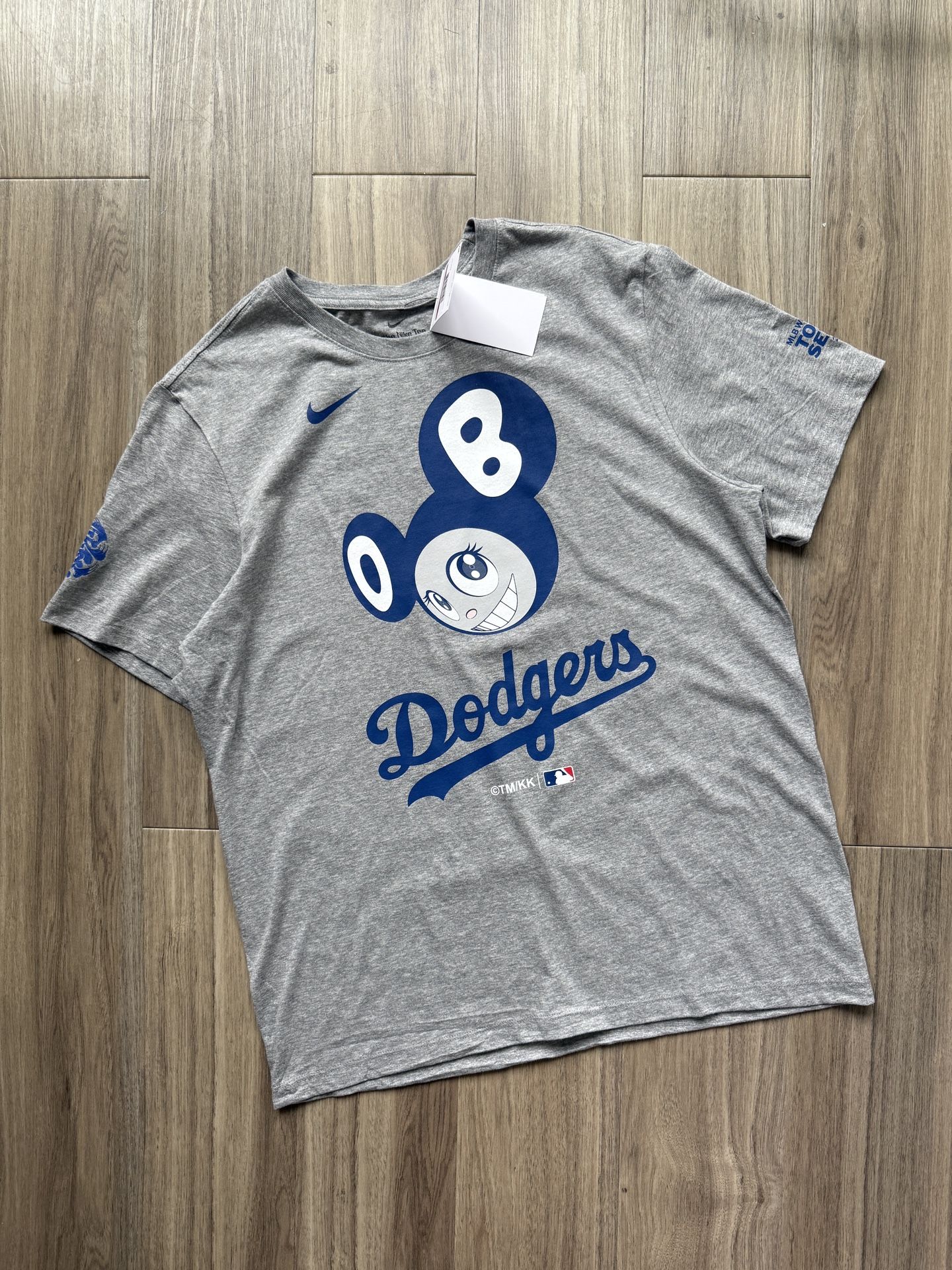 Size L - Dodgers Takashi Murakami MLB Tokyo World Series Grey Tee Shirt