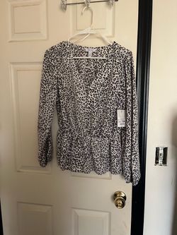 Nine West Leopard Print Peplum Blouse