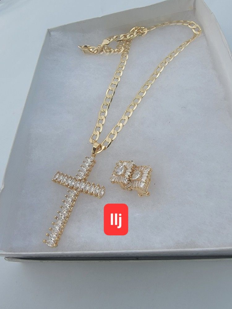 14k gold Plated Chain And Earrings I Deliver I ship