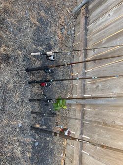 Lot of 6 Fishing Rod and Reel Combos