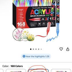  Paint Markers,168 Colors with Direct-Liquid Ink Control System, Professional-Grade Paint Pen for Rock Painting, Canvas, Glass, Plastic, Fabric & Crea