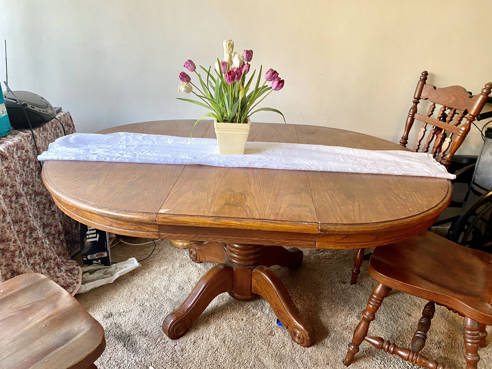Solid Wood Dining Table With Leaf