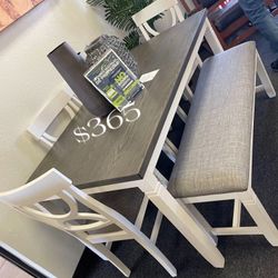 6-pc Dining Table Set With Bench