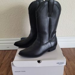 Like New Arizona Jean Co. Women US Size 9M Black Cowboy Boots Memory Foam ( Price Firm!)