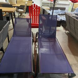 New Assembled Outdoor Lounge Chair, 2 s Aluminum Plastic Patio Chaise Lounge with 5 Position Adjustable Backrest