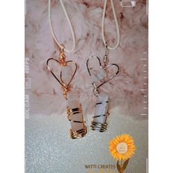 Copper Wrapped Rose Quartz Stone With Heart 