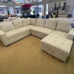 Millcoe Gray 3 Pcs Sectional Sofa Couch With Pop Up Bed 