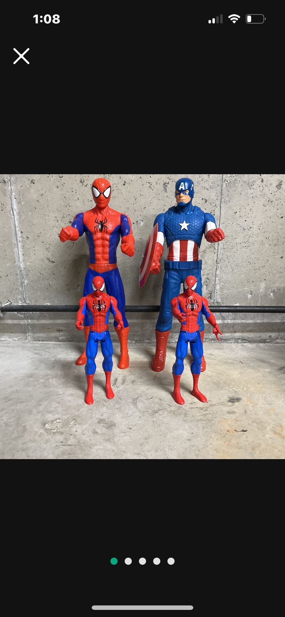 Spider Man Captain America 20 Inches Tall Little Ones 12 Inches tall