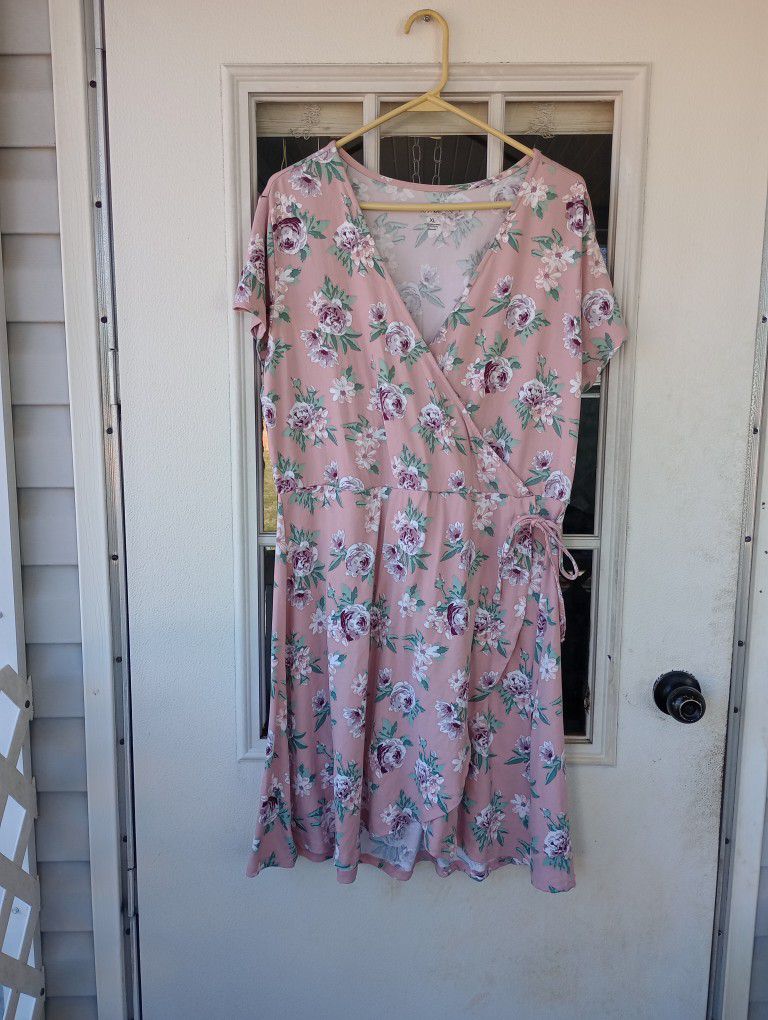 JUST BE... XL rose colored soft and comfortable wrap dress.