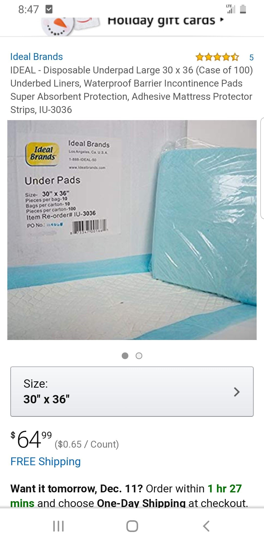 Under pads never used