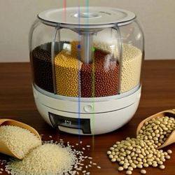 6-Section Grain & Rice Storage Container – Easy Dispensing – Brand New