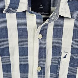 NEW NAUTICA CLASSIC FIT BUFFALO PLAID LONG SLEEVE FLANNEL SHIRT BLUE /WHITE - BOYS 10/12  SMALL.