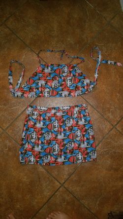 Custom Made Two Piece Skirt Halter Crop Top