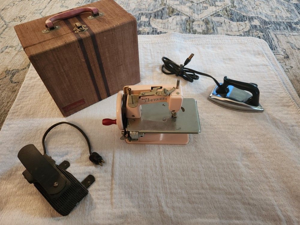 Baby Brother Sewing Machine with Case and Barbie Joe's Iron