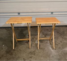 Wooden Folding Tray Tables Set of 2