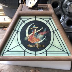 1982 Miller High Life -hanging stained glass style light -12x20