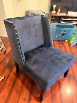 Dark blue suede arm chair