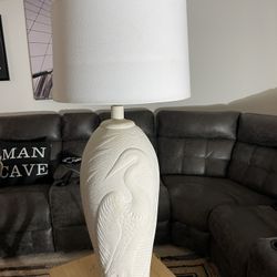Vintage Dayle Rushall Plaster Heron Coastal Table Lamp 