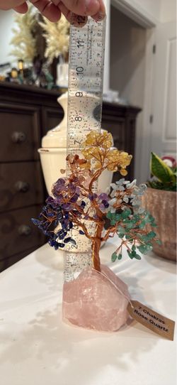 7 Chakras Rose Quartz Crystal Gemstone Tree