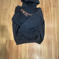 Sp5der Navy Hoodie Medium – Graphic Puff Print Streetwear