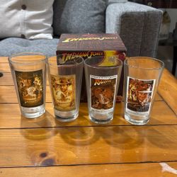 4 Indiana Jones Glass Tumblers.
