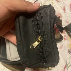 Genuine Black Leather Coin Pouch / Mini Wallet - New