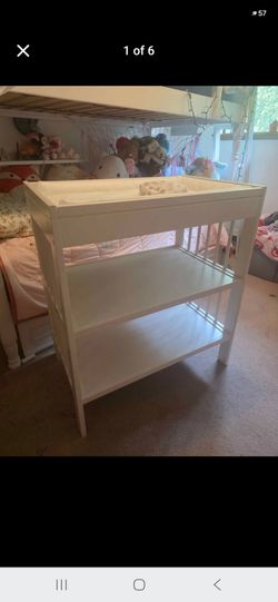 White Baby Changing Table and Changing Pad