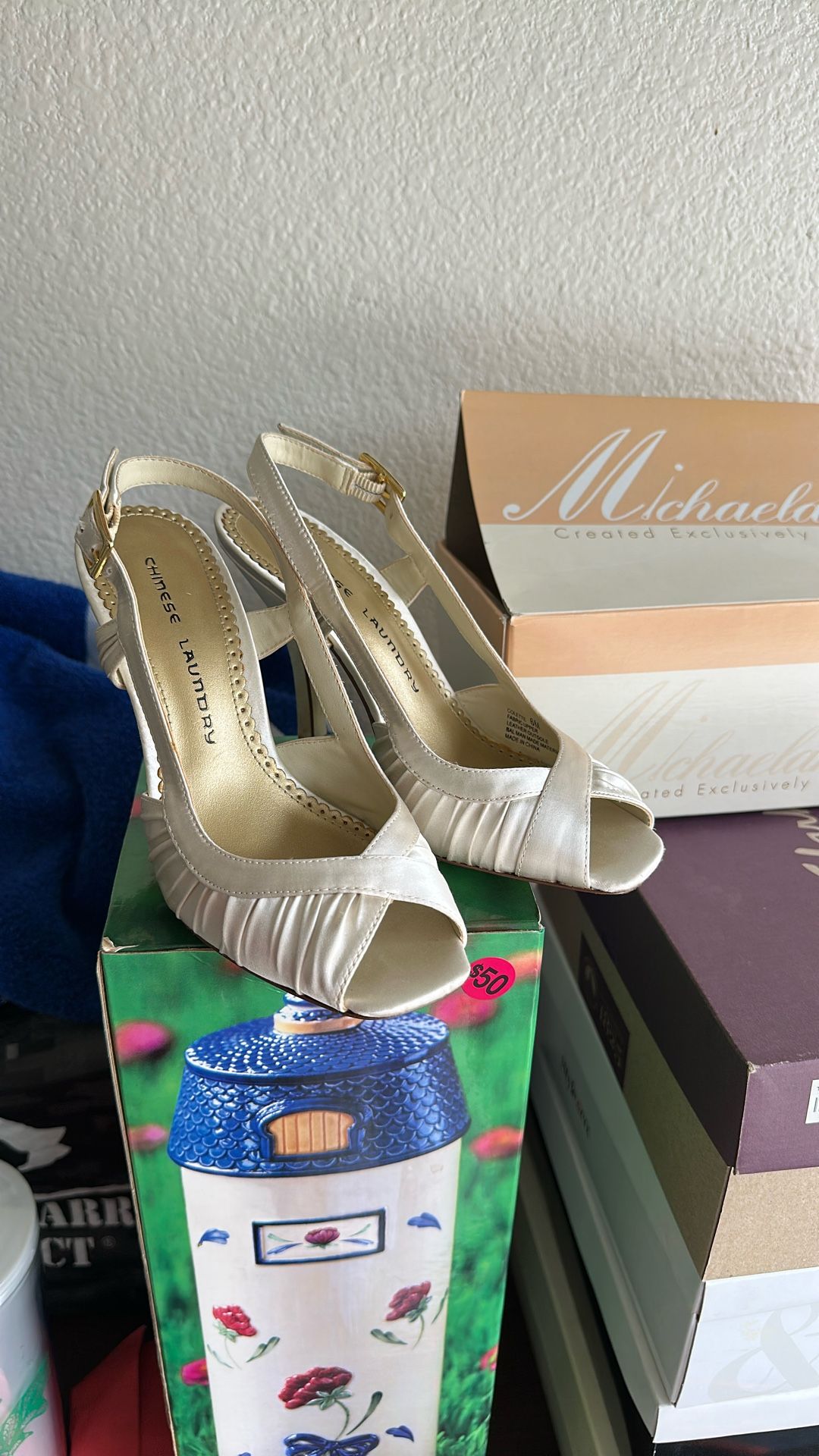 Colette Fabric, Upper Leather Outsole Heels