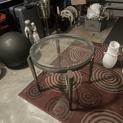 One glass and chrome side table