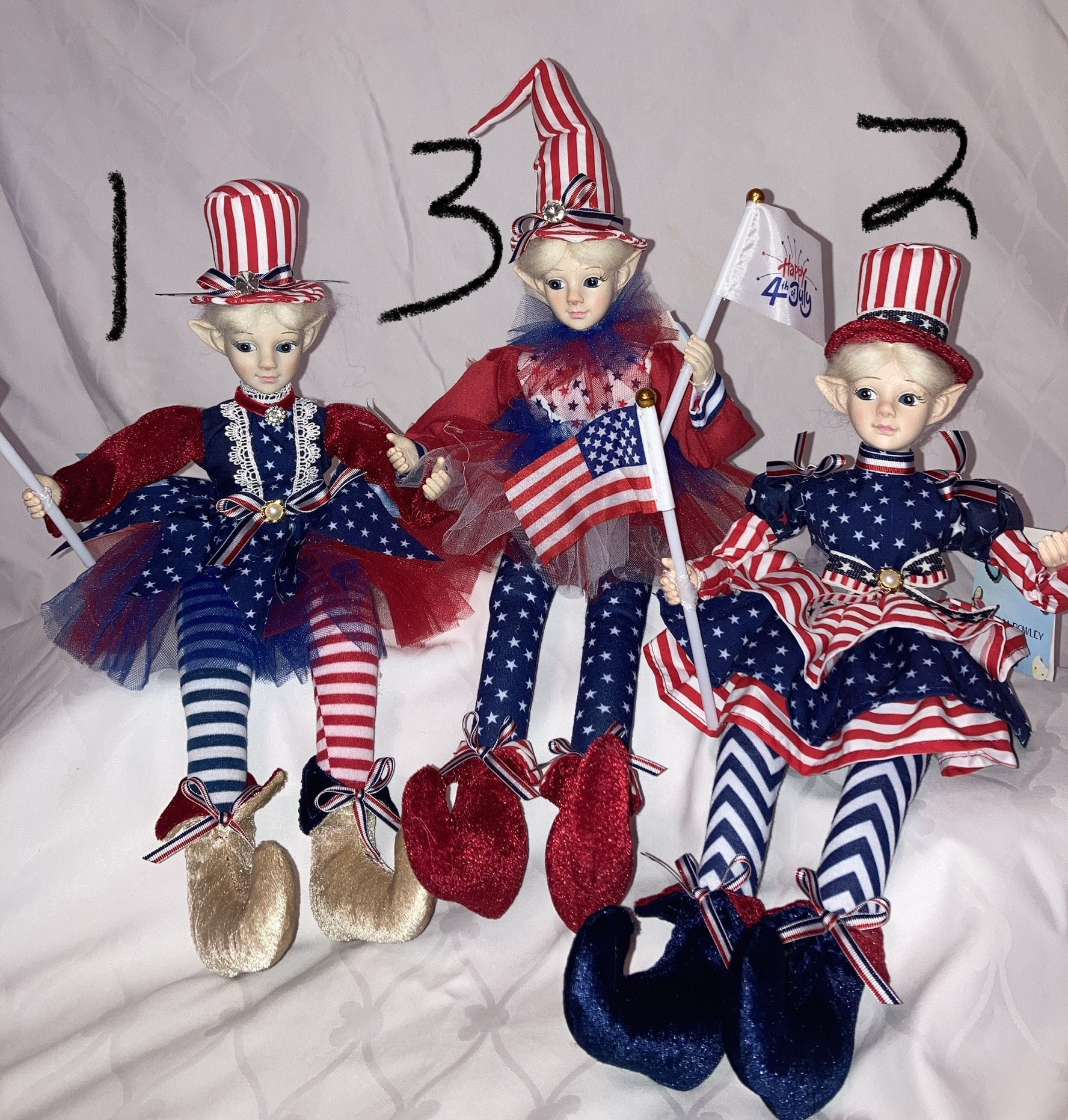 Patriotic Americana Elf/ Fairy 18” Shelf Sitter Table Top Decor At