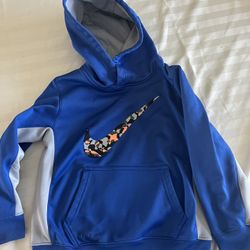 Nike Therma-fit Hoodie Boy's Sz 7 Blue/Gray  Sweatshirt Long Sleeve Polyester Dri-Fit Kids Youth