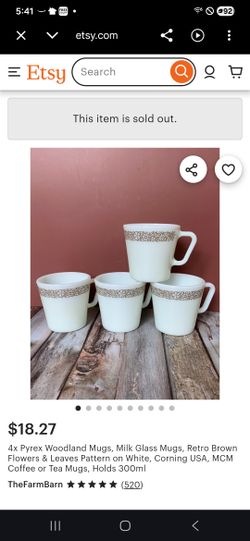 4x Pyrex Woodland Mugs