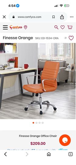 Modway Finesse Orange Mid-Back Office Chair – Like New 🍊🪑