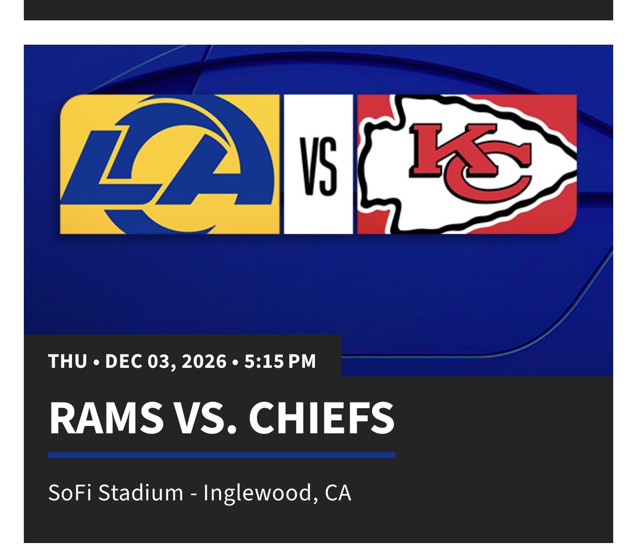 Rams Vs. Chiefs TNF