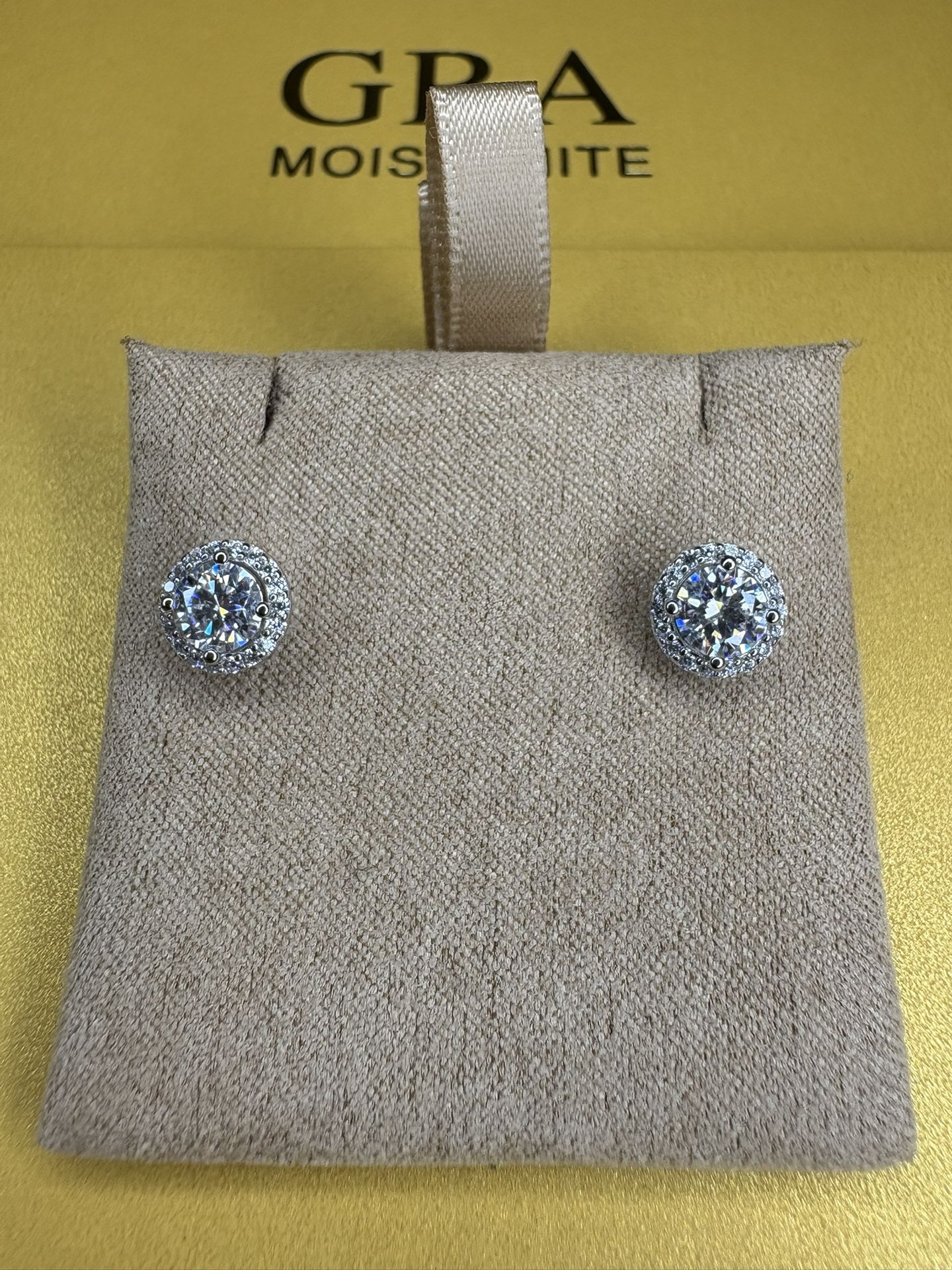 Moissanite Circle Halo Earrings – 1.0ct, S925, GRA VVS1