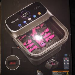 OOAMBB Collapsible Foot Spa with Heat, Bubble,Temp Control,Remote Control, Color Touch Screen Foot Bath Massager with 6 Massage Rollers,Foot Soaking T