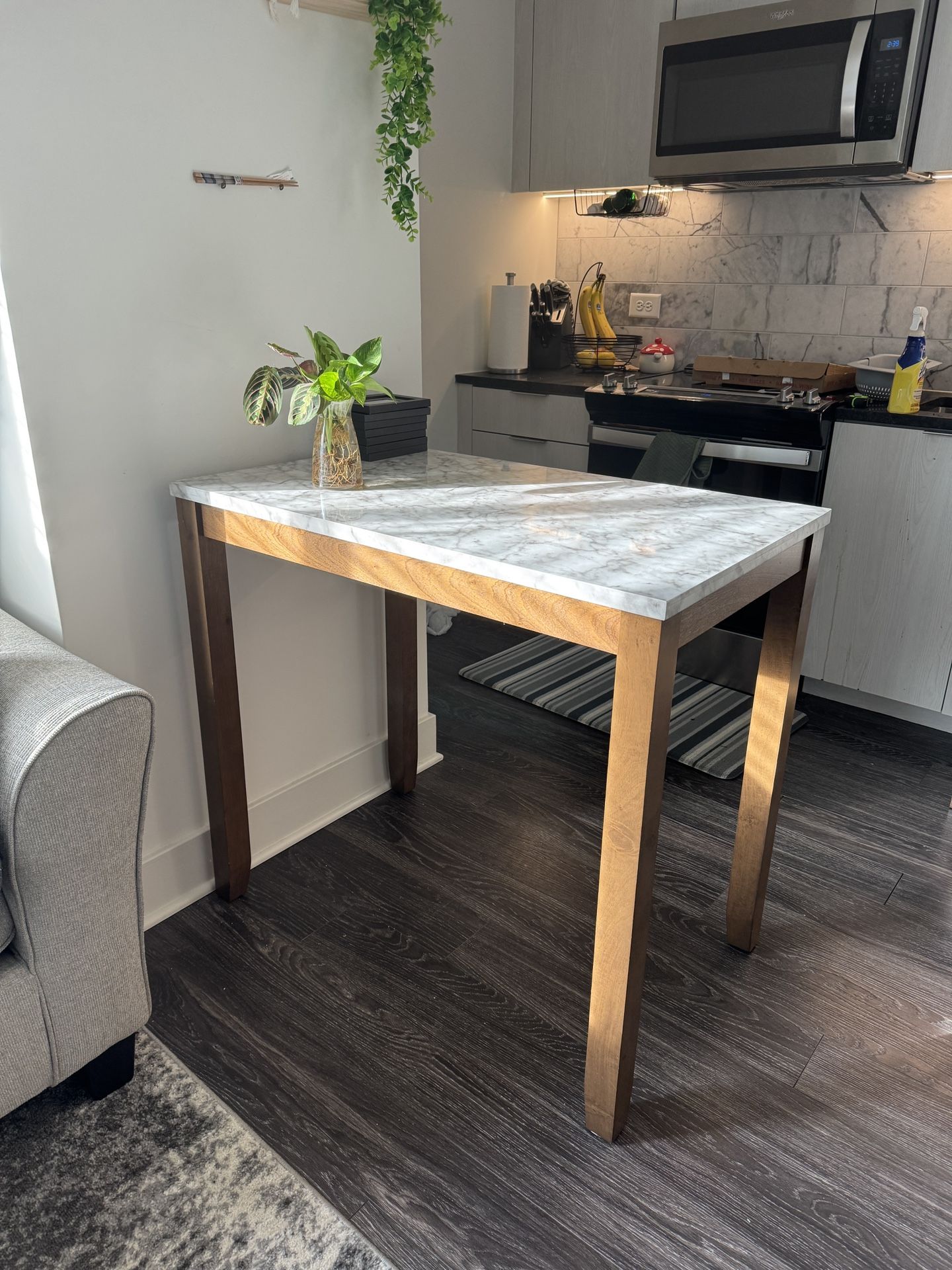 β¨ Stunning sturdy, small & TALL marble-laminated dining table for two! β¨