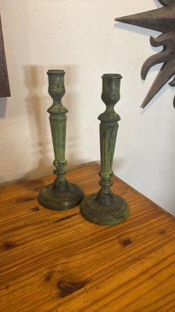 Vintage Heavy Metal Candlesticks