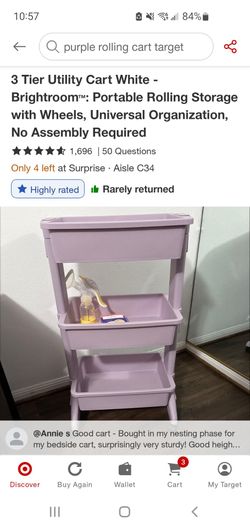 Purple rolling cart