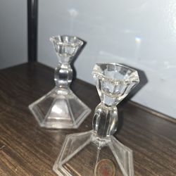 2 Lead Crystal  Candle  Holders