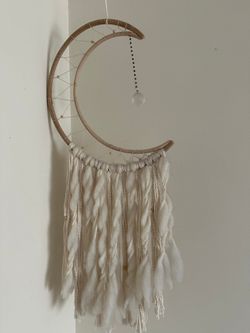 Boho Moon Dreamcatcher Wall Hanging with Crystal