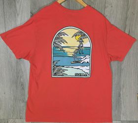O’Neill Skeleton Surfer Sunset Graphic Tee Red XL #6