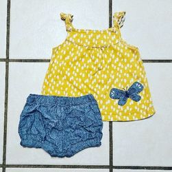 Carter's Child Of Mine Girls Flutter Tank Top & Ruffle Shorts Outfit Set