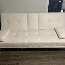 White Leather Futon Couch