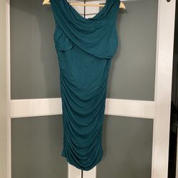 Teal form fitting midi dress - size medium 