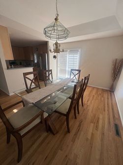 Glass Top Dining Table with 6 Chairs