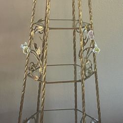 1940s Gilt-Metal Rose Étagère Makeup Shelf 