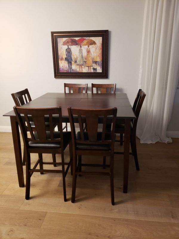 Dining Table And 6 Leather Chairs Pub Furniture In Peoria Az Dining Table And 6 Leather Chairs Pub Furniture In Peoria Az Offerup