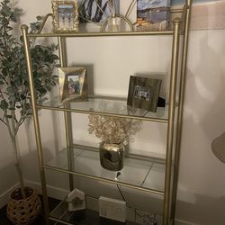 Gold Shelving Unit - Glass Shelves (click on picture for full image)