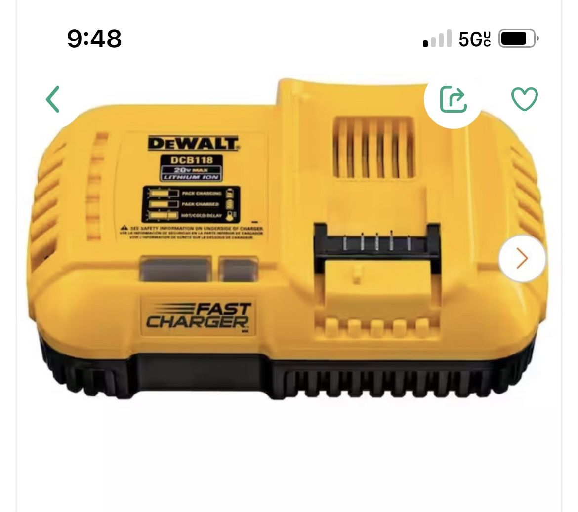 New DeWalt 20VLithium-lon Fast Battery Charger